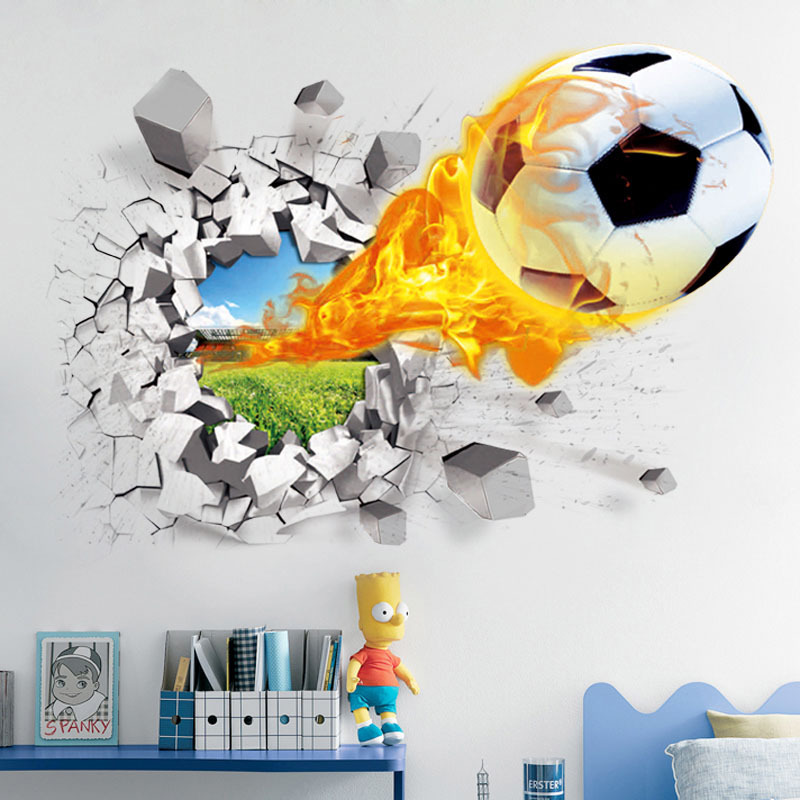 Interior Design Magazine - Autocollant Mural cassé de Football 3D,