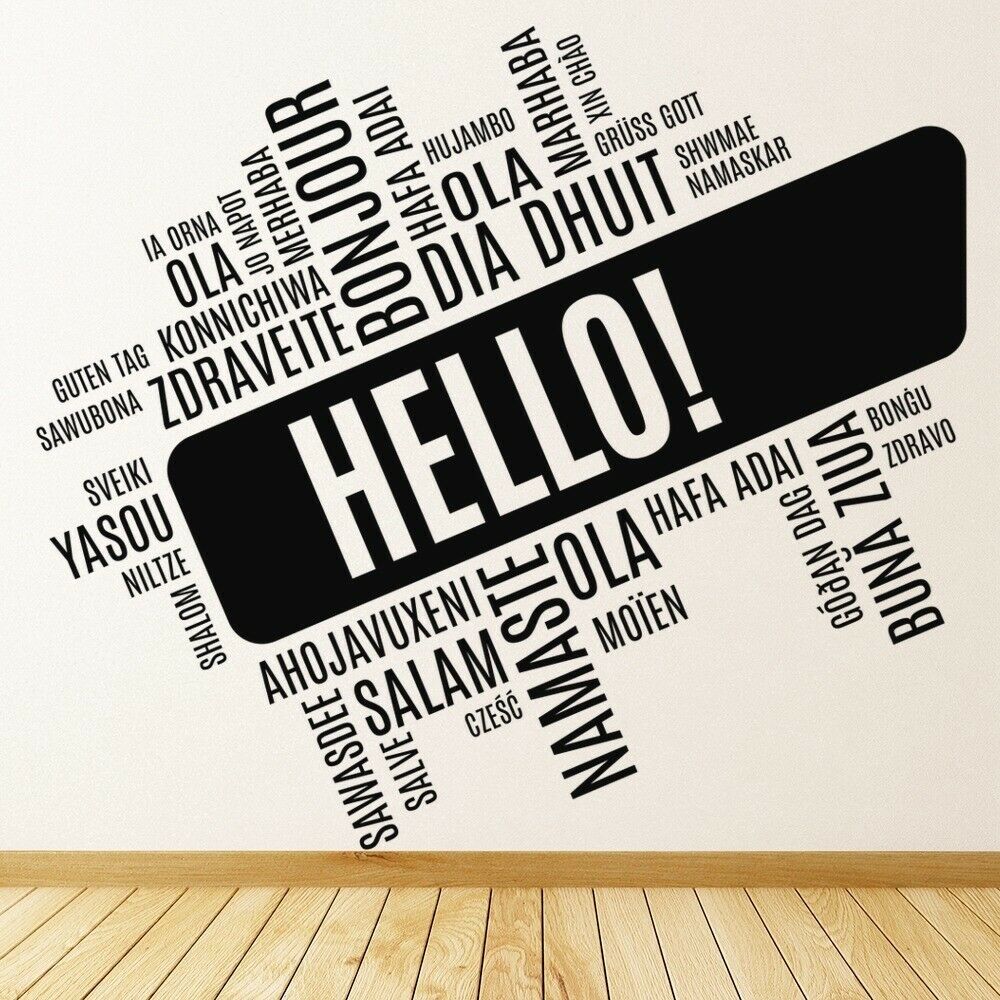 Interior Design Language - Hello Foreign Language Wall Decal, Salon